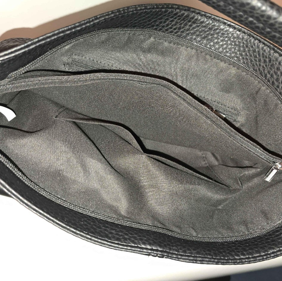 KAIA VEGAN ECO LEATHER SHOULDER BLACK BAG