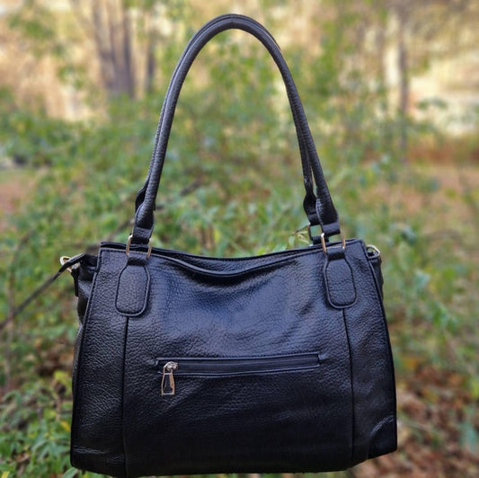 AMELIA VEGAN ECO LEATHER BLACK BAG