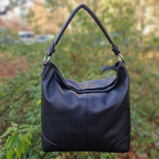 KAIA VEGAN ECO LEATHER SHOULDER BLACK BAG