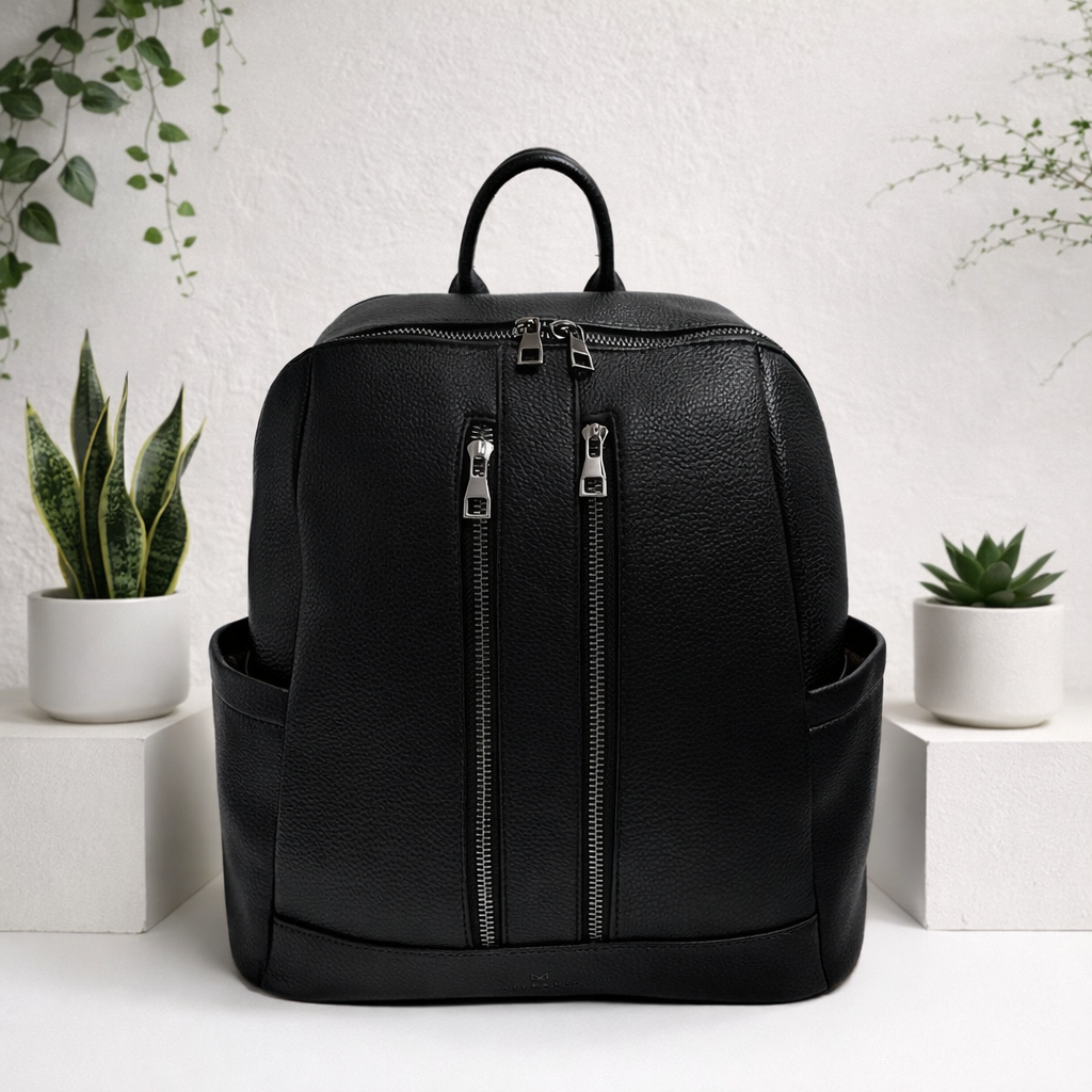 DAISY VEGAN ECO LEATHER BLACK BACKPACK