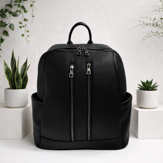 DAISY VEGAN ECO LEATHER BLACK BACKPACK