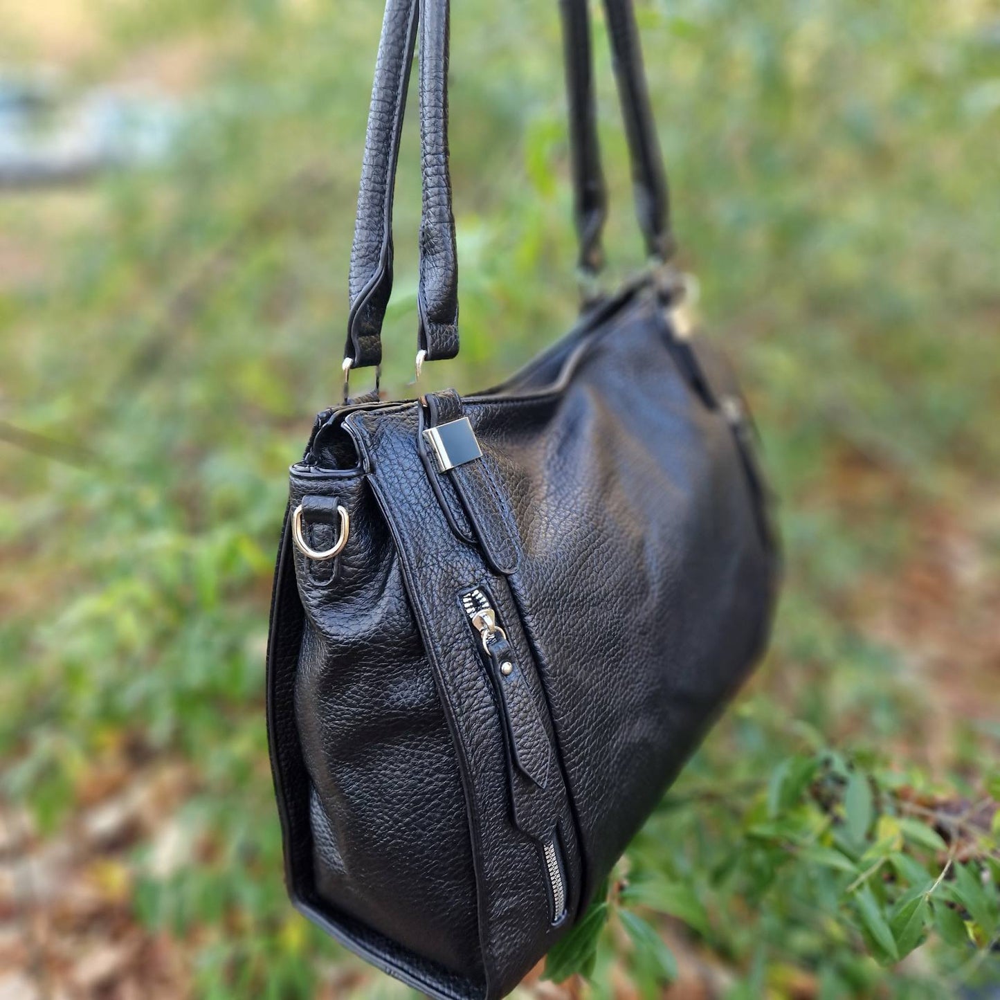 AMELIA VEGAN ECO LEATHER BLACK BAG