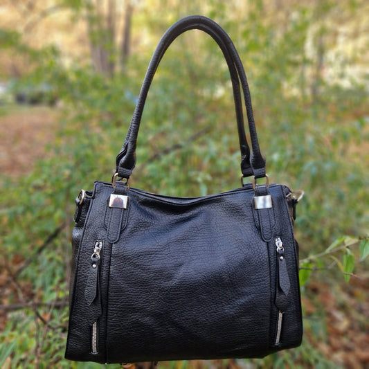 AMELIA VEGAN ECO LEATHER BLACK BAG