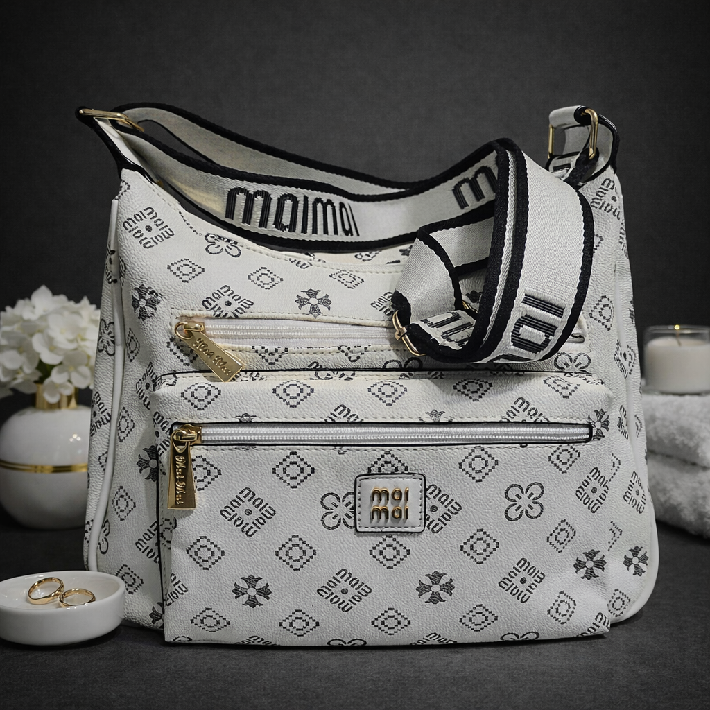 AYLA WHITE PATTERN SHOULDER BAG