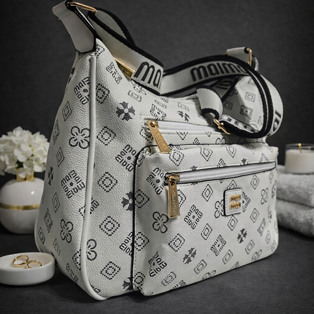 AYLA WHITE PATTERN SHOULDER BAG