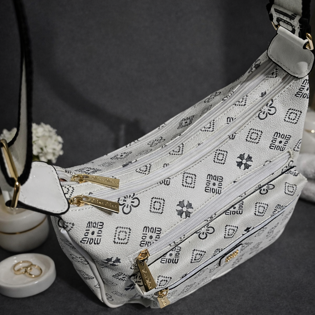 AYLA WHITE PATTERN SHOULDER BAG