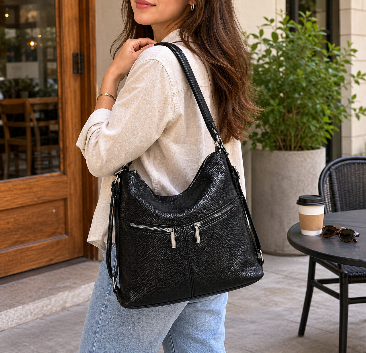 TRACEY CONVERTIBLE BLACK BAG
