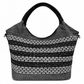 BETH BLACK AND WHITE WOVEN FAUX LEATHER TOTE BAG