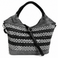 BETH BLACK AND WHITE WOVEN FAUX LEATHER TOTE BAG
