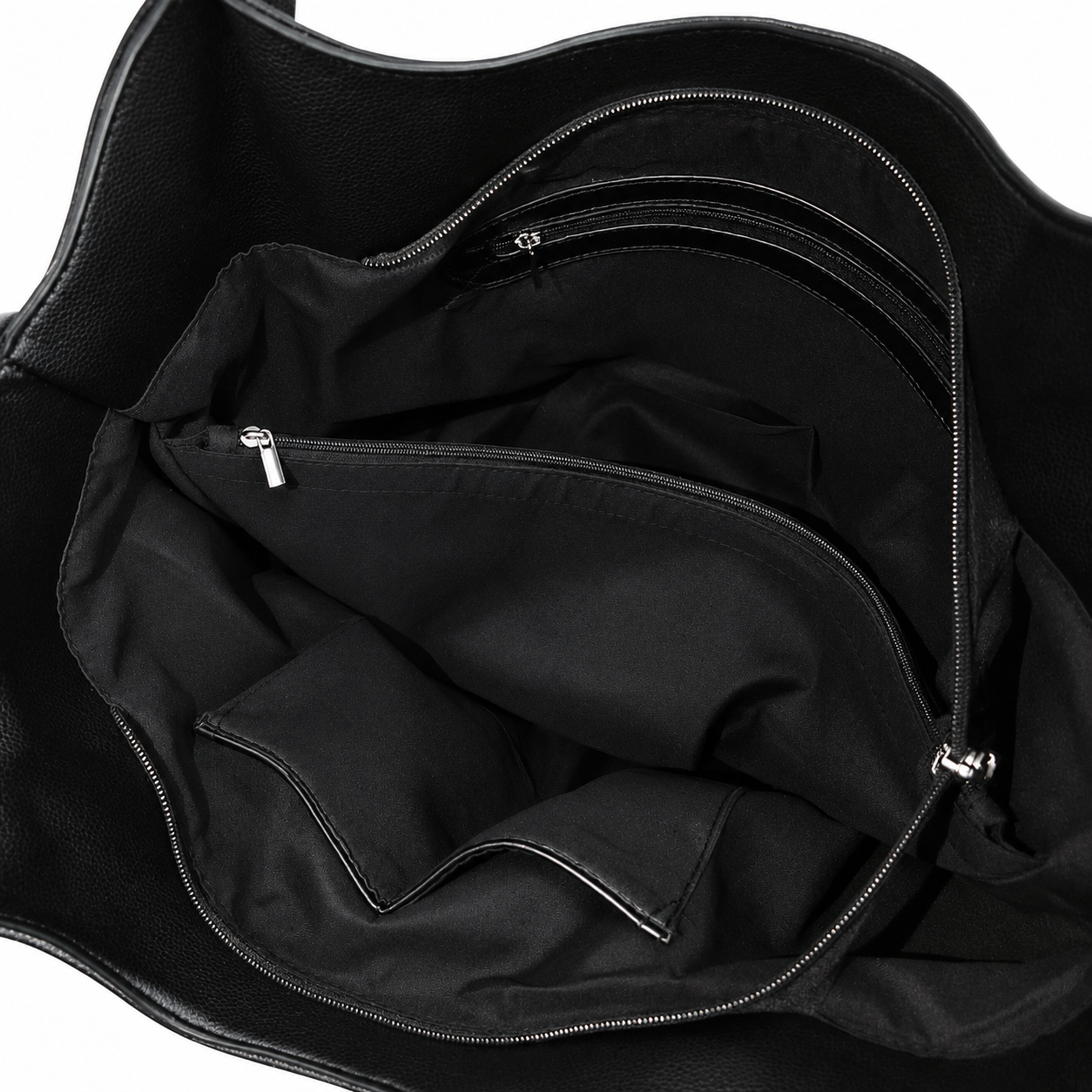 BETH BLACK AND WHITE WOVEN FAUX LEATHER TOTE BAG