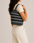 BETH BLACK AND WHITE WOVEN FAUX LEATHER TOTE BAG